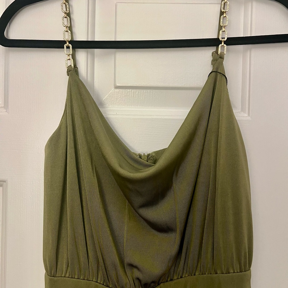 Jason Wu Olive Green Jumpsuit with Gold Chain Straps